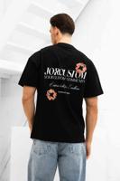 Jorcustom Flowers Loose Fit T-Shirt Heren Zwart/Oranje - Maat L - Kleur: ZwartOranje | Soccerfanshop