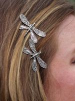 Vintage Silver Dragonfly Hair Clip Headwear Ethnic Jewelry - thumbnail