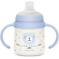 Babyfles met handvatten - SUAVINEX - NIGHT&DAY WILD&FREE - 150 ml - 6 maanden en ouder - Blauw