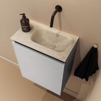Toiletmeubel Mondiaz Ture Dlux | 40 cm | Meubelkleur Plata | Eden wastafel Ostra Rechts | Zonder kraangat