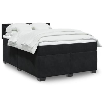 Boxspring met matras fluweel zwart 140x190 cm