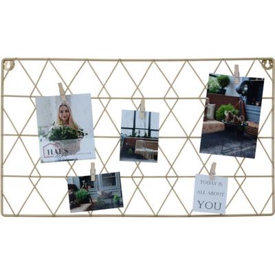 Haes Deco Industrieel metalen wandrek goudkleurig / messing Otta formaat 50x30 cm - EY750HS