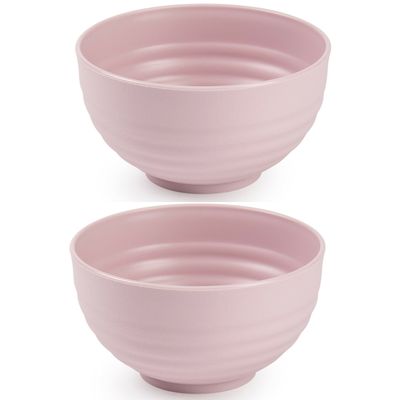 Set van 4x kommetjes/schaaltjes - Dessert/ontbijt - Kunststof - D13 cm - Oudroze