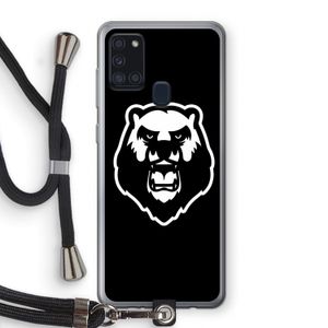 Angry Bear (black): Samsung Galaxy A21s Transparant Hoesje met koord