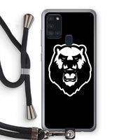 Angry Bear (black): Samsung Galaxy A21s Transparant Hoesje met koord