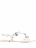Tory Burch sandales à brides à ornements - Blanc Tory Burch sandales à brides à ornements - Blanc