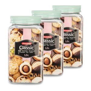 Set van 6x stuks kunststof keuken voorraadpot/weckpot mintgroen 1.6 liter met deksel