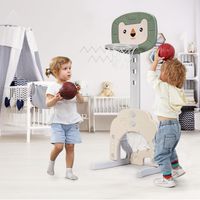 3-in-1 Basketbal Hoepel Set Peuter Verstelbare Hoogte Basketbal Hoepel Basketbal Voetbal Golf Set Groen + Wit