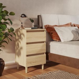 Nachtkastjes 2 st met houten poten 40x35x69 cm sonoma eiken