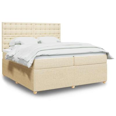 Boxspring met matras stof crèmekleurig 200x200 cm