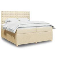 Boxspring met matras stof crèmekleurig 200x200 cm