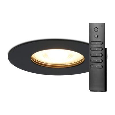 16x Bari inbouwspots - Zwart - Dimbaar - GU10 - 4 Watt 345 lumen - 2700K warm wit - IP65 Waterdicht - met dimmer en afstandsbediening - badkamer en woonkamer