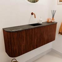Toiletmeubel Mondiaz Joya Dlux | 113.2 cm | Meubelkleur Ruby | Faye wastafel Lava Wasbak Midden | Zonder kraangat(en)