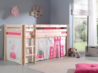 Bed ALIZE halfhoogslaper 90x200 cm natuurlijk pijnboom tent Princess - thumbnail