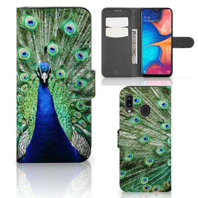 Samsung Galaxy A30 | Telefoonhoesje | Met pasjeshouder | Pauw