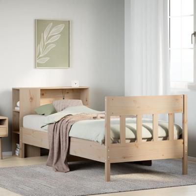 Bed met boekenkast zonder matras massief grenenhout 100x200 cm