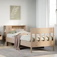 Bed met boekenkast zonder matras massief grenenhout 100x200 cm