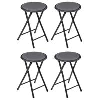 4x stuks bijzet krukje/stoel - Opvouwbaar - antraciet - 46 cm