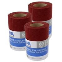 Schuurpapier rol - 3x - P60 - 110 mm x 4,5 m - nat en droog schuren