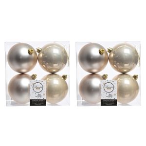 24x Licht parel/champagne kerstballen 10 cm kunststof mat/glans