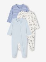 Set van 3 pyjama's van jersey met rits BASICS chambrayblauw