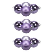 16x stuks glazen kerstballen amethyst paars 10 cm mat/glans - Kerstbal - thumbnail