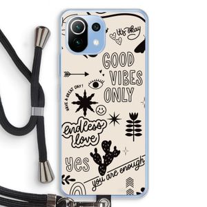 Good vibes: Xiaomi Mi 11 Lite Transparant Hoesje met koord