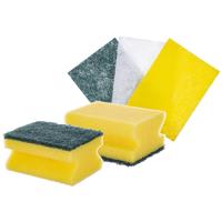 CM Schuursponsjes set - 5x stuks - met nagelbescherming - vezelspons doekjes - sterke reiniging