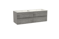 Storke Edge zwevend badmeubel 150 x 52 cm beton donkergrijs met Mata dubbele wastafel in solid surface