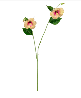 Hibiscussteel l110 cm zalm/roze kunstbloem zijde nepbloem - Louis maes