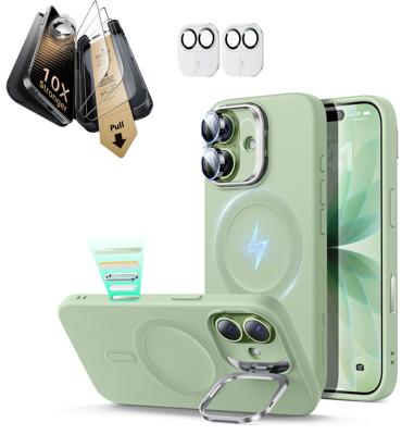 iPhone 17 Bundle Cloud Soft Magnetic Case (Camera Control, Stash Stand) and Armorite Pro Screen Protector - Sage Green
