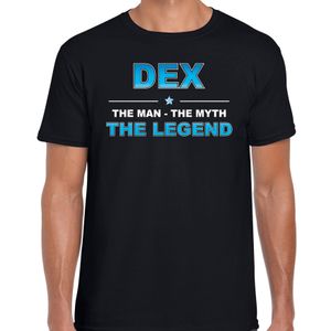 Naam cadeau t-shirt Dex - the legend zwart voor heren