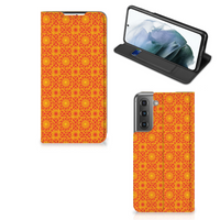 Samsung Galaxy S21 FE Hoesje met Magneet Batik Oranje - thumbnail