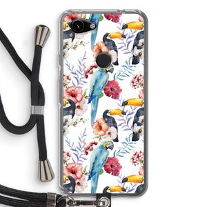 Bloemen tukan: Pixel 3a Transparant Hoesje met koord