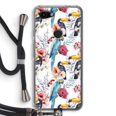Bloemen tukan: Pixel 3a Transparant Hoesje met koord