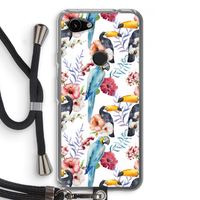 Bloemen tukan: Pixel 3a Transparant Hoesje met koord