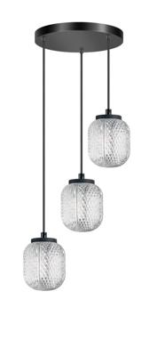 ETH Ronde hanglampKristel 3-lichts zwart - 05-HL4590-30