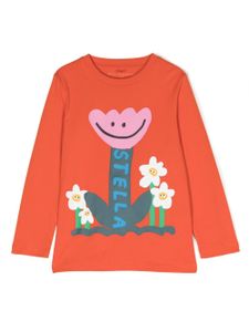 Stella McCartney Kids t-shirt Smiley Tulip à fleurs - Orange