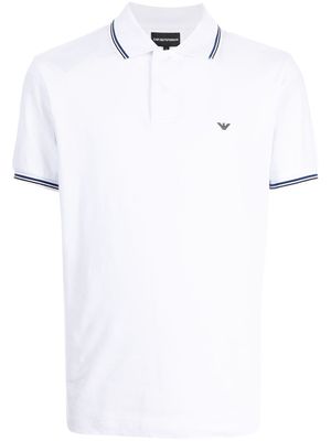 Emporio Armani polo à logo brodé - Blanc