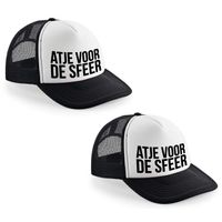 2x stuks zwart/ wit Atje voor de sfeer snapback cap/ truckers pet heren - feest petjes - thumbnail