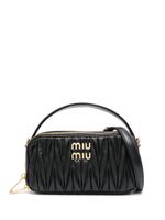 Miu Miu sac à bandoulière matelassé à plaque logo - Noir - thumbnail