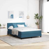 Boxspring bed met matras Donkerblauw 140 x 190 cm Fluweel