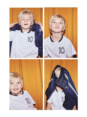 T-shirt met korte mouwen voor jongens en voetbalprint wit