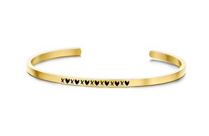 Key Moments 8KM-B00389 Stalen open bangle met tekst X hart X hart zirkonia one-size goudkleurig