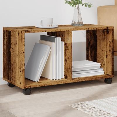 Rolkast 72x33x42,5 cm bewerkt hout oud houtkleurig