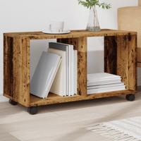 Rolkast 72x33x42,5 cm bewerkt hout oud houtkleurig