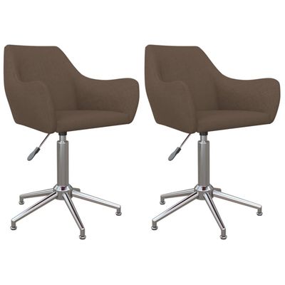 vidaXL Eetkamerstoelen draaibaar 2 st stof taupe