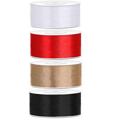 4x rollen satijnlint - rood-goud-wit-zwart - 2.5 cm x 25 meter - Hobby cadeaulint