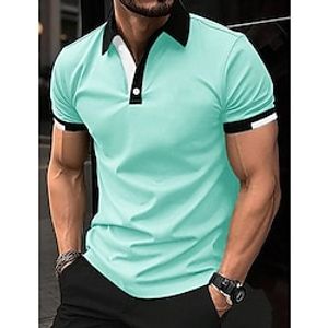 Voor heren Sportpolo Golfshirt Casual Sporttopjes Geribbelde polokraag Korte mouw Modieus Basic Effen Kleur Lapwerk Zomer Normale pasvorm Zwart Wit Rood blauw Groen Sportpolo Lightinthebox