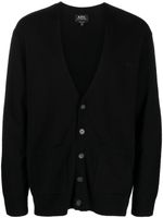 A.P.C. cardigan en maille fine à col v - Noir